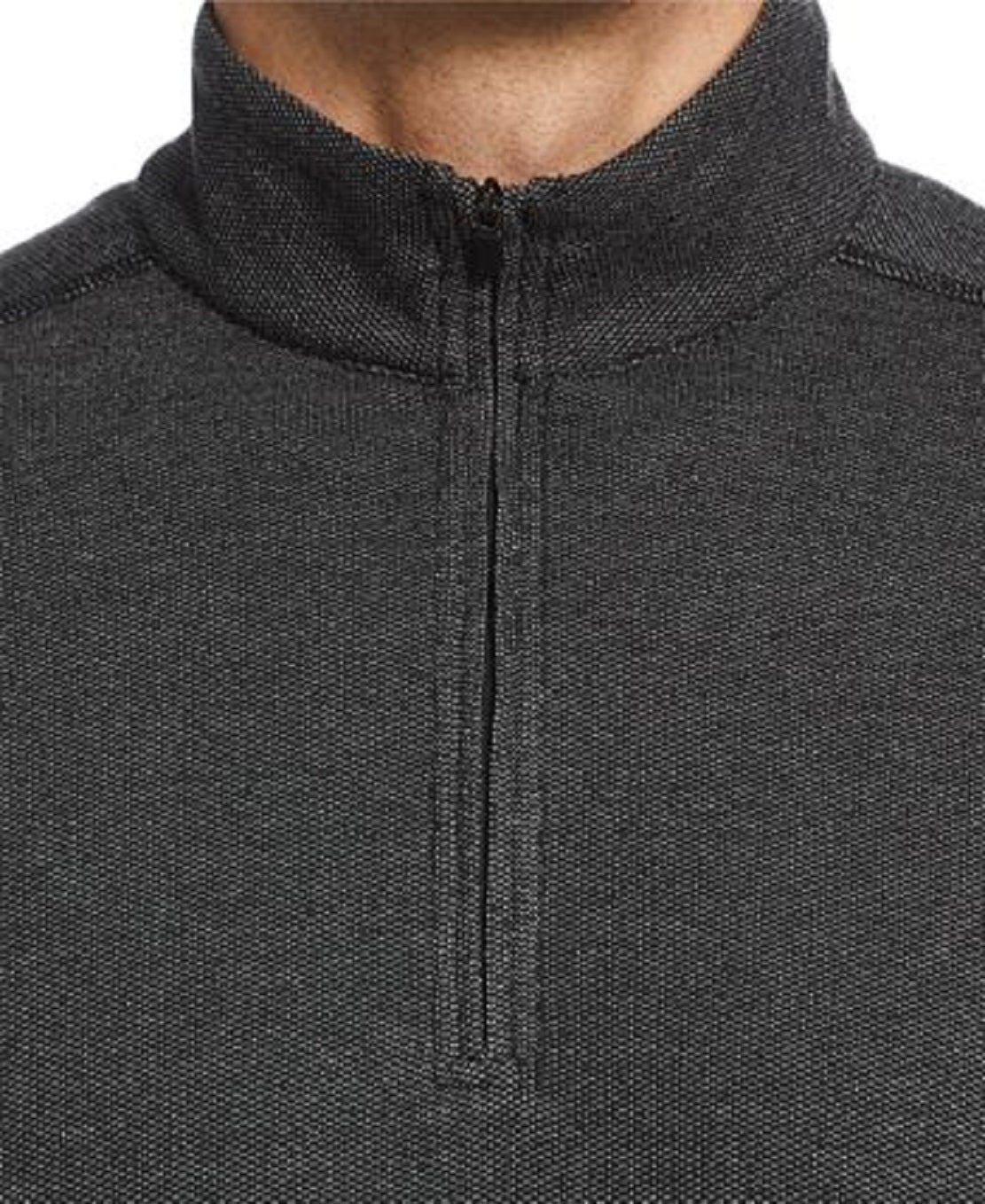 Perry Ellis Men's Heathered Textured Knit 1/4 Zip Fleece Pajama Sweater Gray Size X-Large