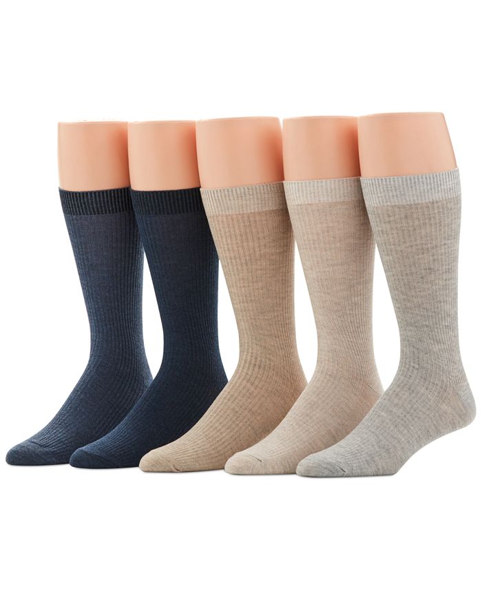 Perry Ellis Men's 5 Pk Ribbed Crew Socks Multi Size 45119