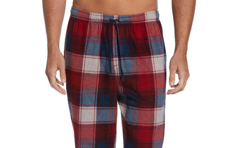 Perry Ellis Portfolio Men's Heather Plaid Pajama Pants Red Size Medium