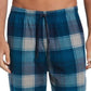 Perry Ellis Portfolio Men's Heather Plaid Pajama Pants Blue Size Large