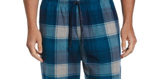 Perry Ellis Portfolio Men's Heather Plaid Pajama Pants Blue Size X-Large