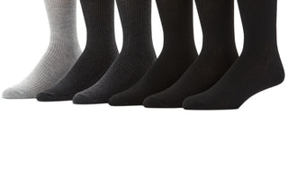Perry Ellis Portfolio Men's Casual Rib Crew 6 Pk Socks Black Size Regular