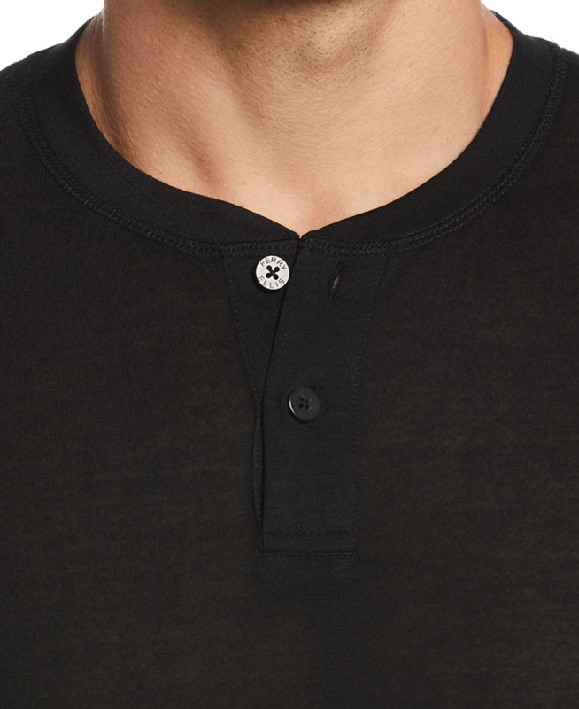 Perry Ellis Portfolio Men's Solid Henley Sleep Shirt Black Size Small