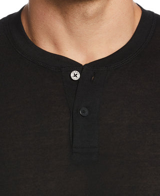 Perry Ellis Portfolio Men's Solid Henley Sleep Shirt Black Size Small
