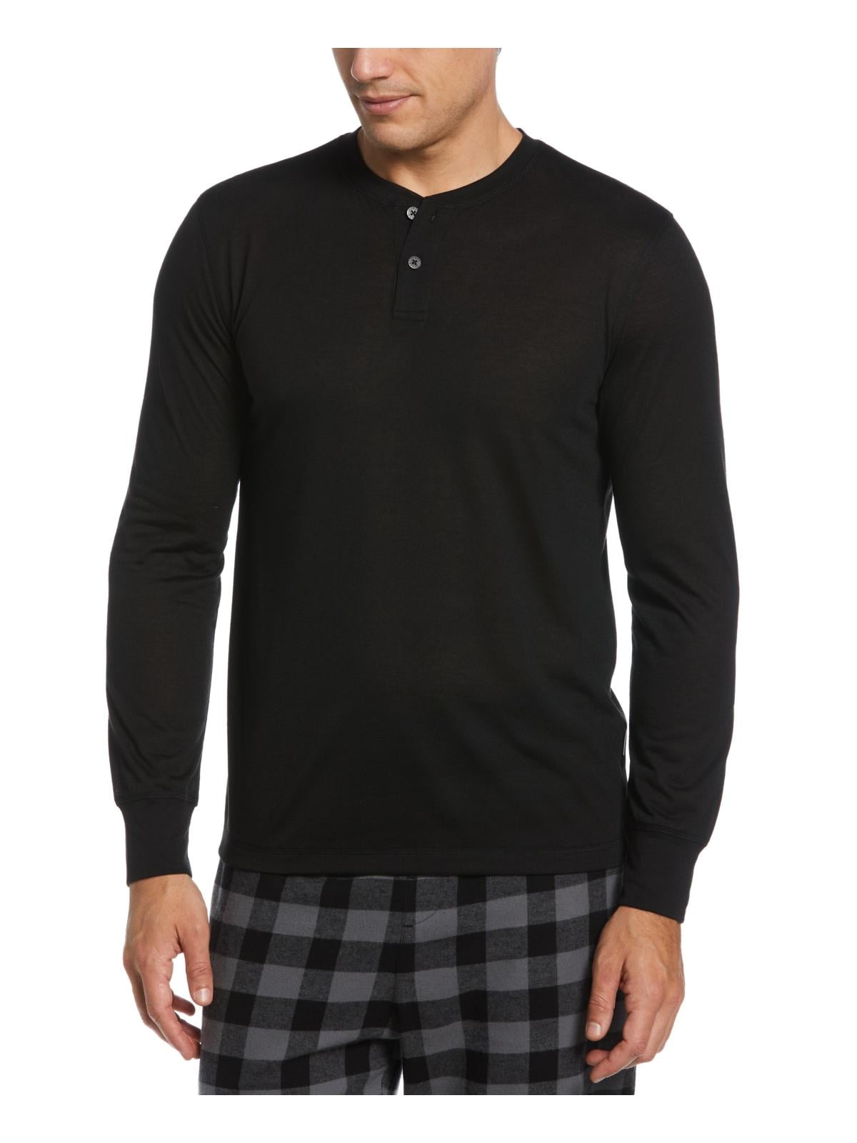 Perry Ellis Portfolio Men's Henley Thermal Sleep Shirt Black Size Medium
