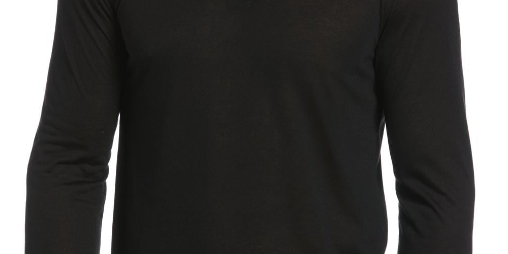 Perry Ellis Portfolio Men's Henley Thermal Sleep Shirt Black Size Medium
