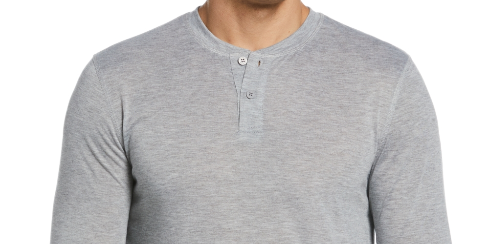 Perry Ellis Portfolio Men's Solid Henley Sleep Shirt Gray Size X-Large