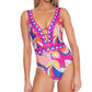 Trina Turk Women's Sevilla Plunge One Piece Swimsuit Pink Size 8