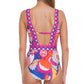Trina Turk Women's Sevilla Plunge One Piece Swimsuit Pink Size 8