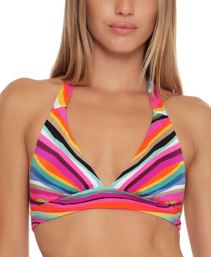 Trina Turk Women's Louvre Printed Halter Bikini Top Swimsuit Pink Size 6