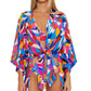 Trina Turk Women's Rio Tie Front Shirt Cover Up Swimsuit Blue Size Small