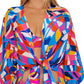 Trina Turk Women's Rio Tie Front Shirt Cover Up Swimsuit Blue Size Small