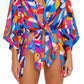 Trina Turk Women's Rio Tie Front Shirt Cover Up Swimsuit Blue Size Small