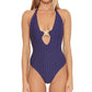 Trina Turk Women's Adeline Plunge One Piece Swimsuit Blue Size 6