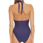 Trina Turk Women's Adeline Plunge One Piece Swimsuit Blue Size 6