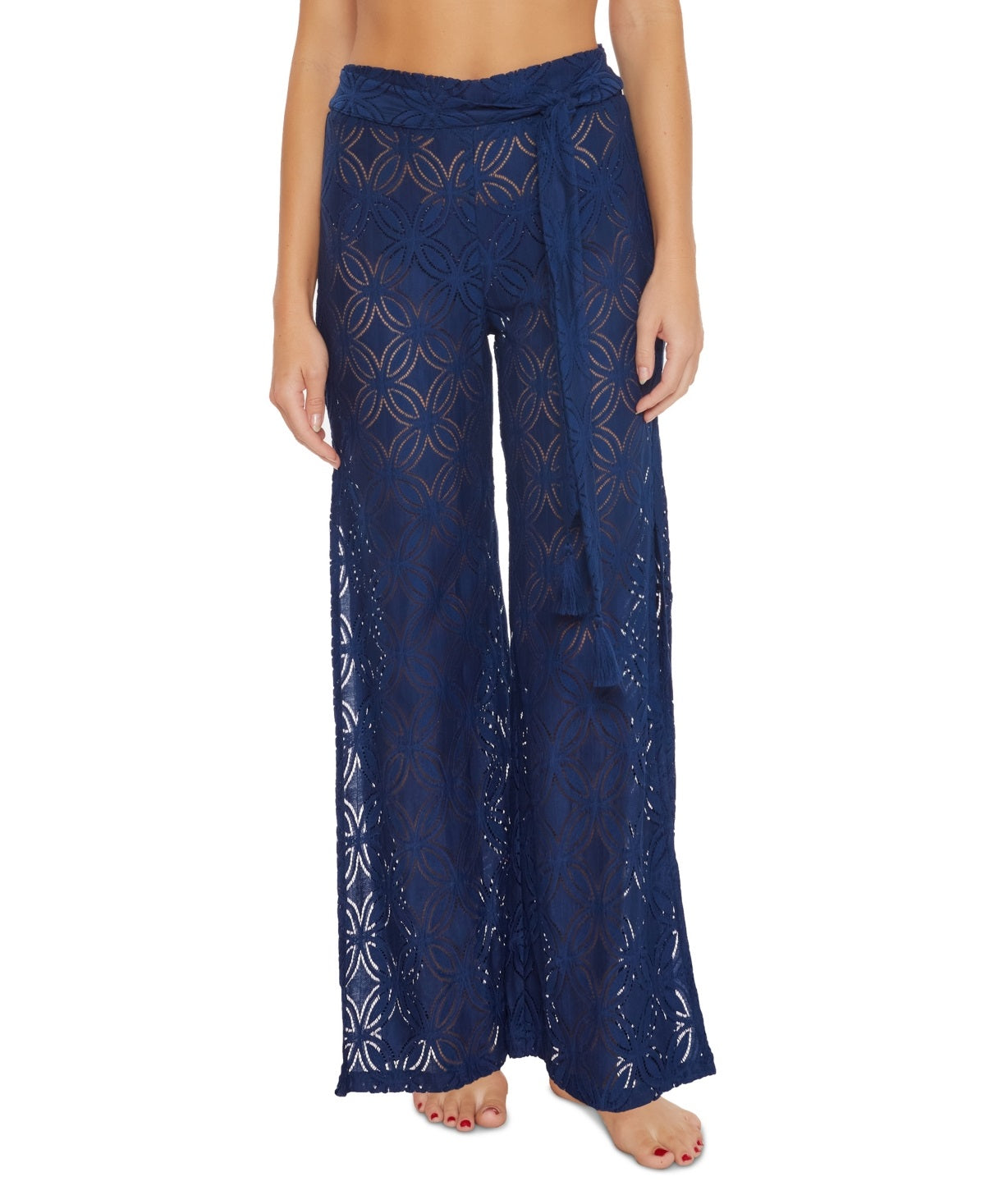 Trina Turk Women's Pacheco Wide Leg CoverUp Pants Blue Size Small