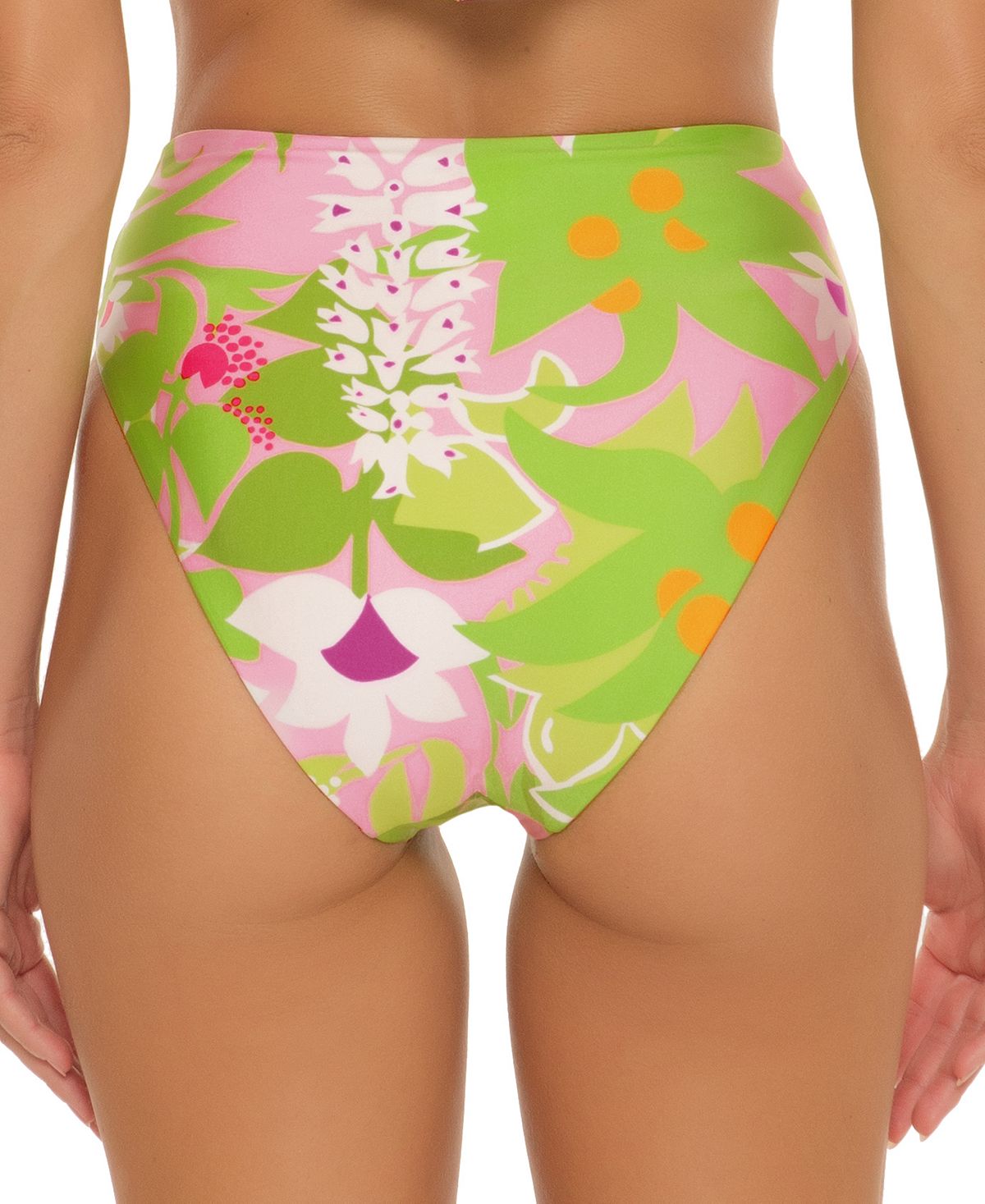 Trina Turk Women's La Palma Twist Front High Waist Bikini Bottoms Swimsuit Green Size 6