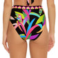 Trina Turk Women's Birds Of Paradise Reversible High Waist Bikini Bottoms Swimsuit Black Size 12