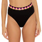 Trina Turk Women's Birds Of Paradise Reversible High Waist Bikini Bottoms Swimsuit Black Size 12