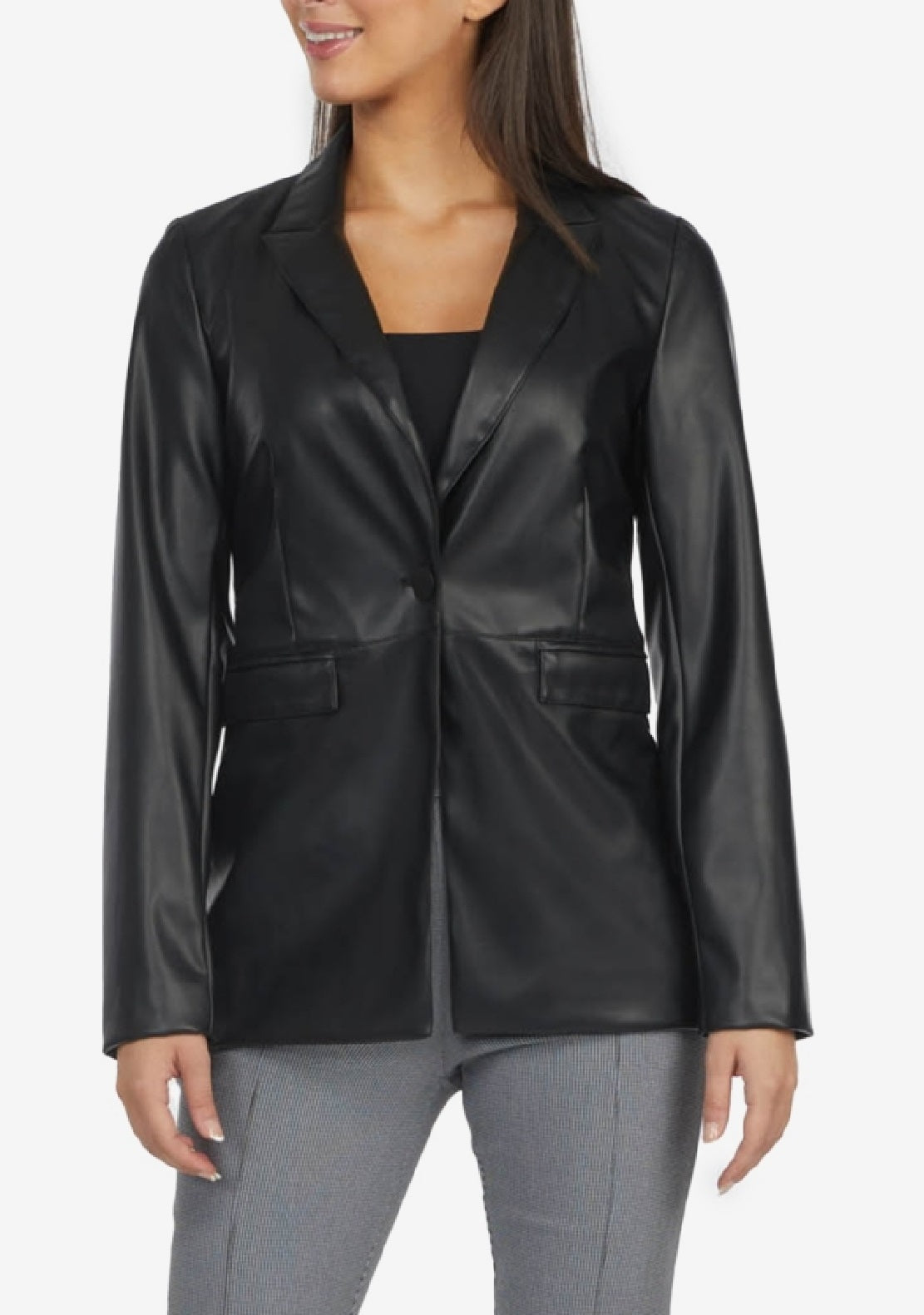Laundry By Shelli Segal Women's Leather Blazer Black Size Small