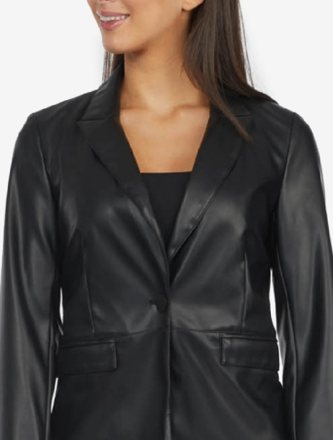 Laundry By Shelli Segal Women's Leather Blazer Black Size Small
