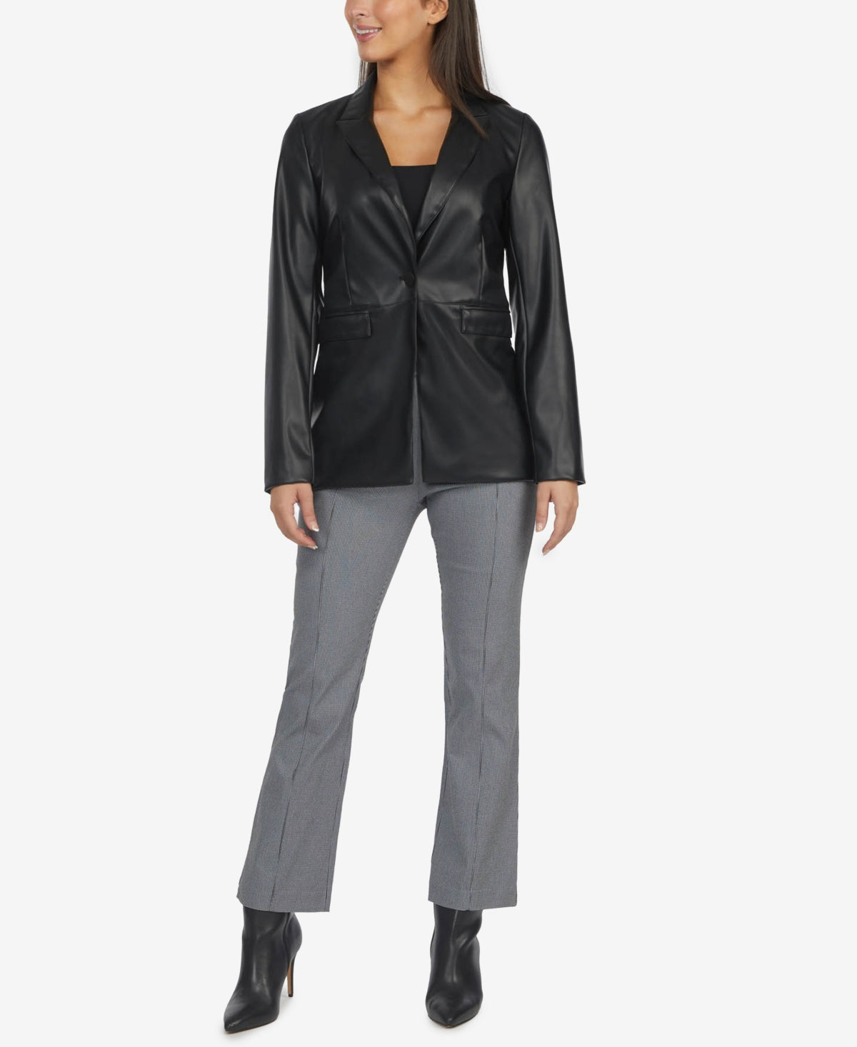 Laundry By Shelli Segal Women's Leather Blazer Black Size Small