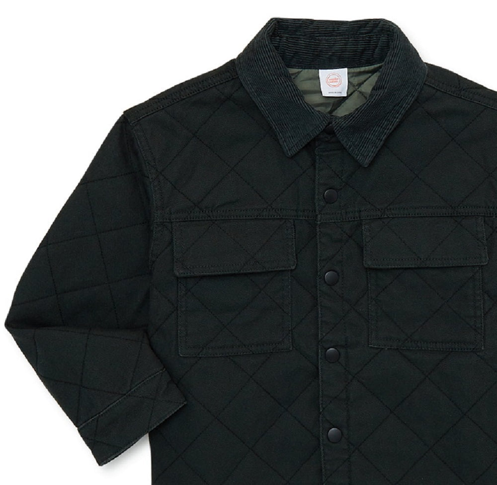 Wonder Nation Boy's Heavyweight Quilted Denim Shirt Jacket Green Size 4-18
