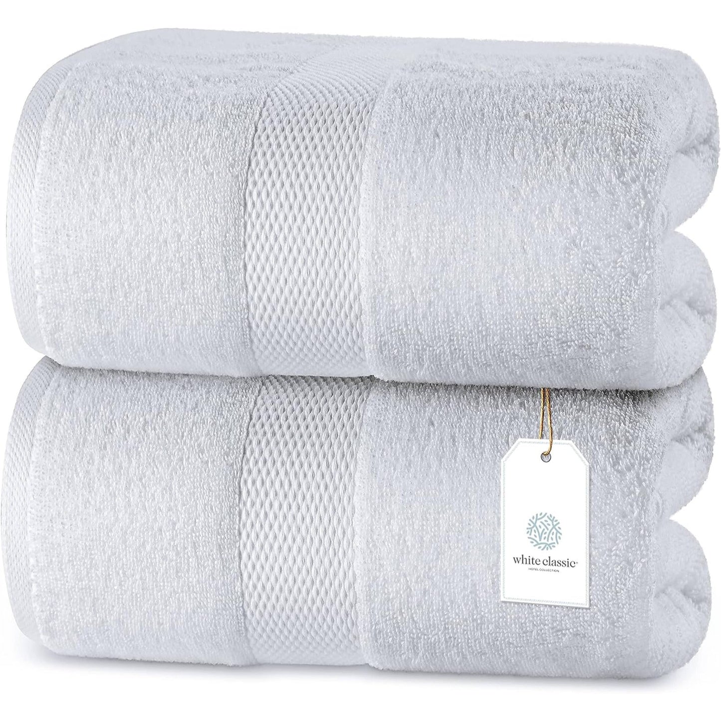 Luxury White Cotton Oversized Bath Sheet Set  Pack of 2