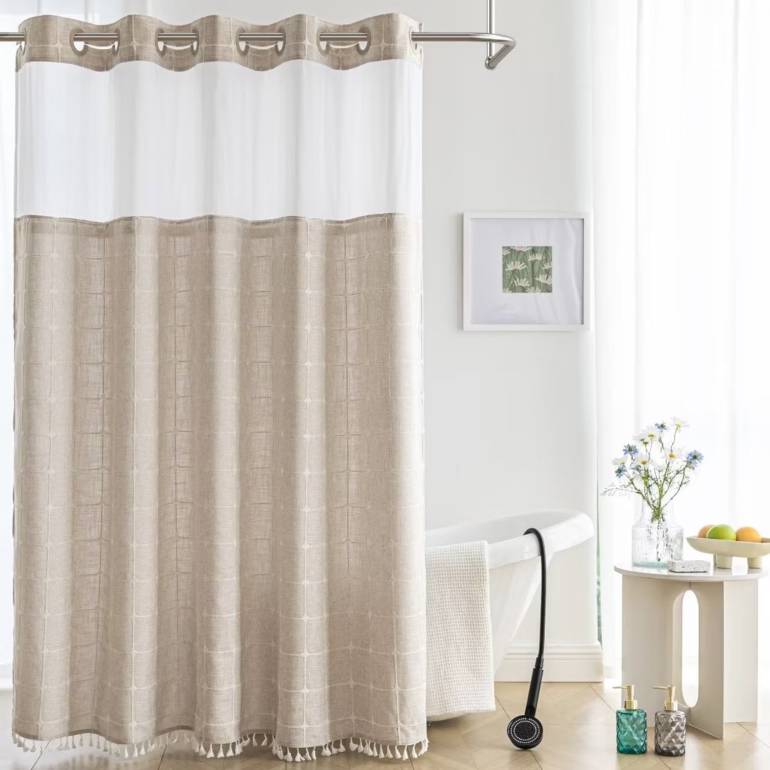 Tassels Geometric Shower Curtain with SnapIn Liner