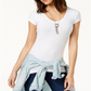 Planet Gold Junior's V Neck T-Shirt White Size Medium
