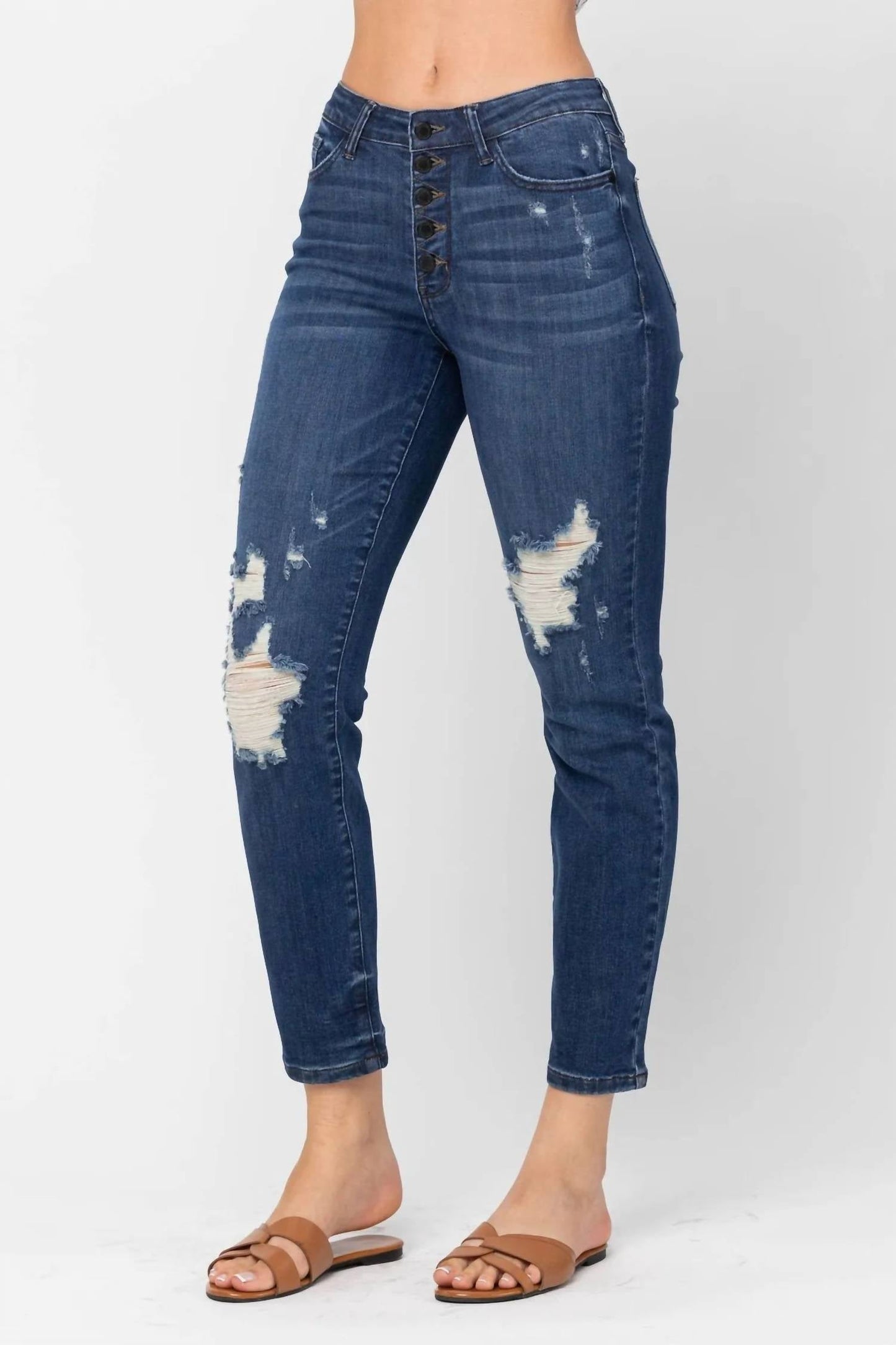 Judy Blue - ZigZag Button Fly Boyfriend Jean