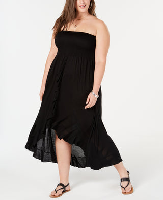 Raviya Women's Tube Dress Cover Up Swimsuit Black Size 3X