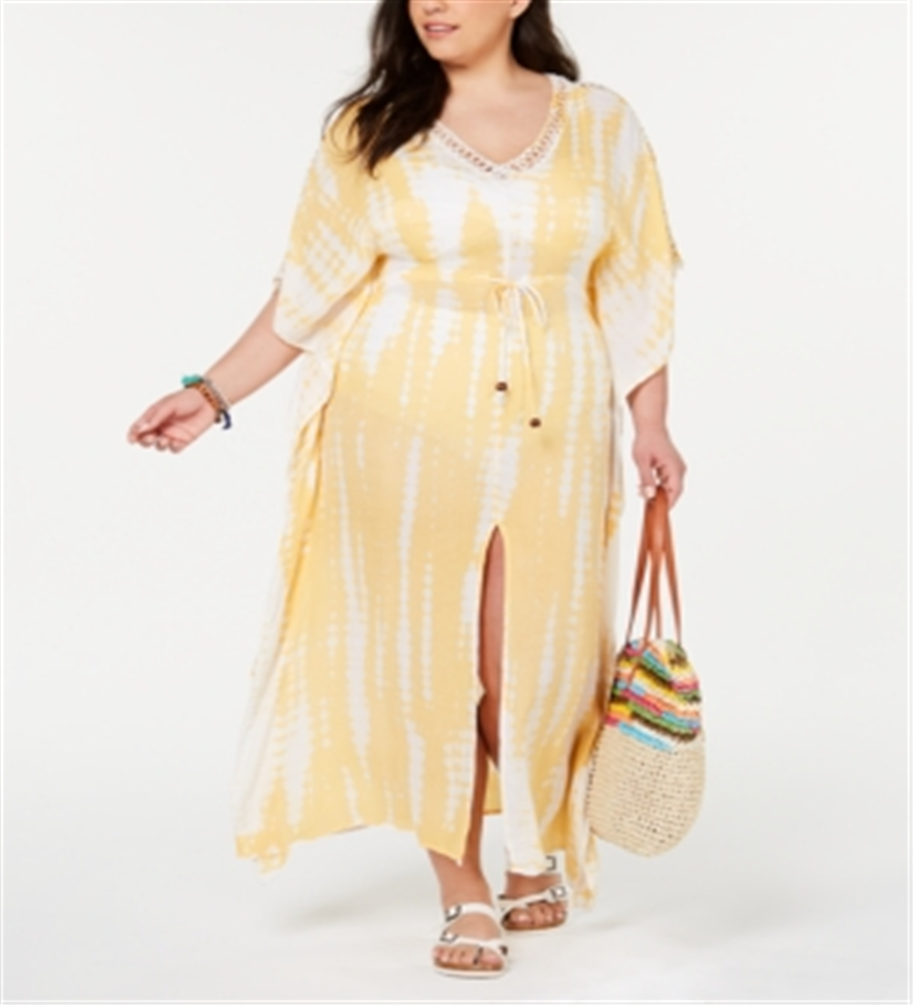 RaviyaWomen's Sizetie Dye Cover Up Dress Swim Yellow Size 1X