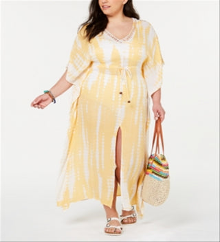 RaviyaWomen's Sizetie Dye Cover Up Dress Swim Yellow Size 1X