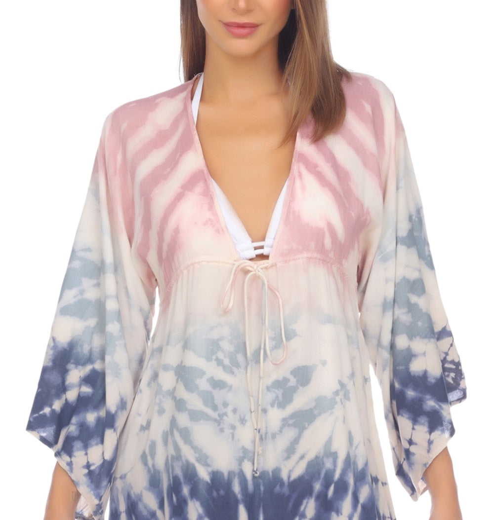 Raviya Women's Tie Dye Tunic Swim Cover Up Swimsuit Gray Size Small
