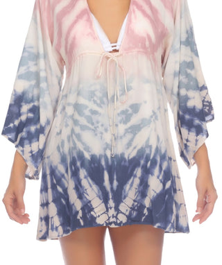 Raviya Women's Tie Dye Tunic Swim Cover Up Swimsuit Gray Size Small