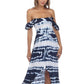 Raviya Women's Tie Dye Off The Shoulder Cover Up Dress Swimsuit Blue Size Small
