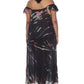 Raviya Women's Tie Dye Off The Shoulder Maxi Dress Cover Up Swimsuit Black Size 1X