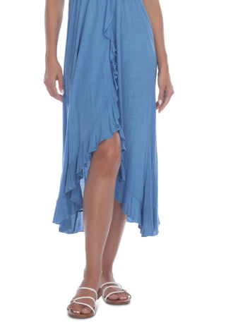 Raviya Women's Strapless High Low Dress Cover up Swimsuit Blue Size X-Large
