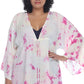 Raviya Women's Tie Dye Draw Waist Tunic Cover Up Swimsuit White Size 1X
