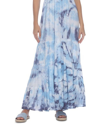 Raviya Women's Tie Dye Strapless Maxi Cover Up Dress Swimsuit Blue Size Small