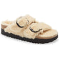 Birkenstock Women's Big Buckle Genuine Shearling Slide Sandal Brown Size 10.5
