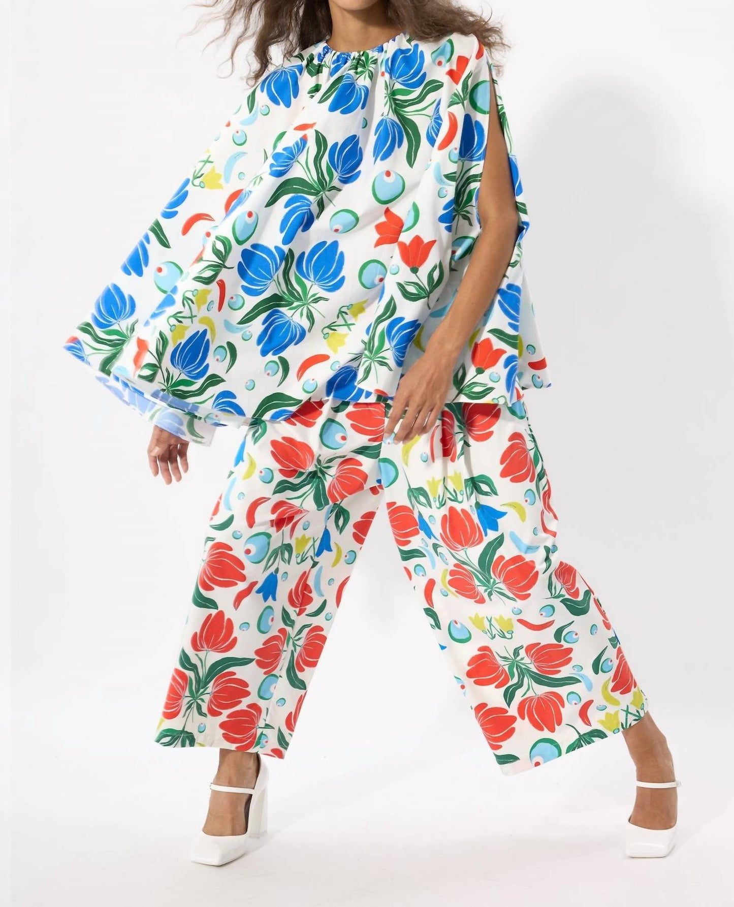 Mehtap Elaidi - Women's Wide Leg Vermilion Pants With Pleats