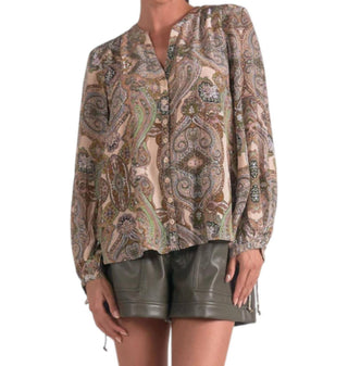 Elan - Paisley Button Blouse