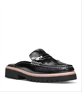 Donald Pliner Women's Tumbled Patent Leather Loafer Mules Black Size 8.5