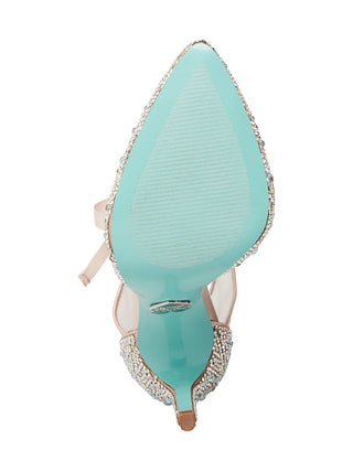 Betsey Johnson Iris Embellished Ankle Tie Pump in Champagne , Size 9.5 Yellow