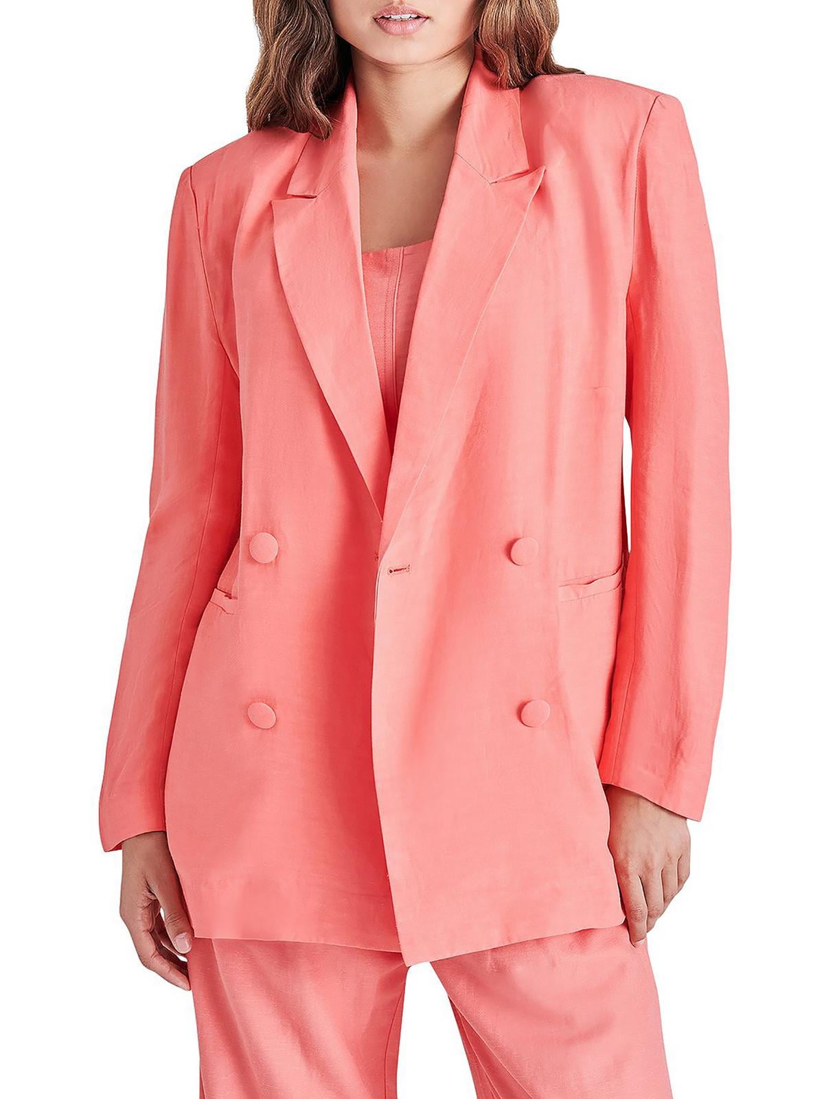 Steve Madden Women's Ultra Fine Double Breasted Oversized Blazer Pink Size Medium