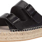 Steve Madden Women's Lapis Leather Open Toe Casual Espadrille Sandals Black Size 8