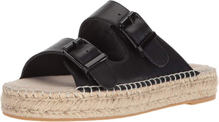Steve Madden Women's Lapis Leather Open Toe Casual Espadrille Sandals Black Size 8