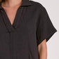 Elan - Short Sleeve V-neck Gauze Top